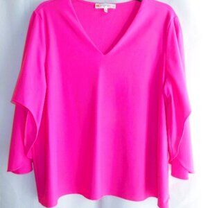 Jude Connally Hot Pink Knit Top in Size L